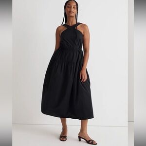 Madewell Poplin Halter Tiered Midi Dress Size 0